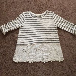 Striped shirt with lace detail